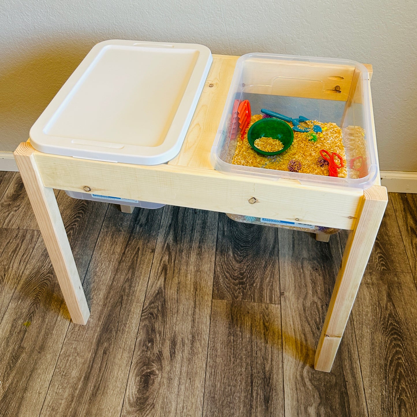 Sensory & Montessori Table Side by Side - Two 16qt Bins