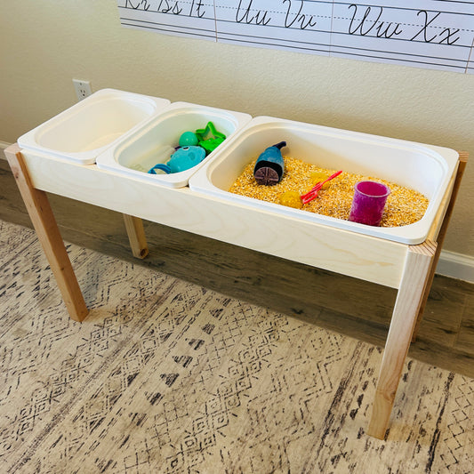 Wooden Sensory Table with Trofast Bin Storage, Kids Activity Table, Compact Sensory Play Table