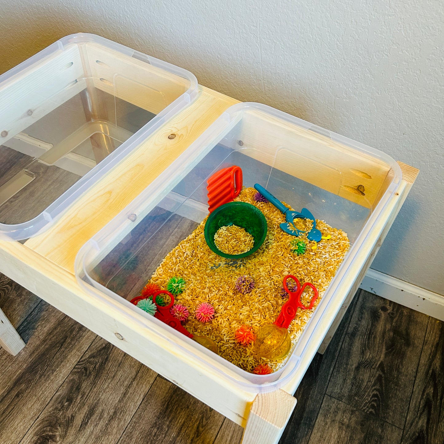 Sensory & Montessori Table Side by Side - Two 16qt Bins