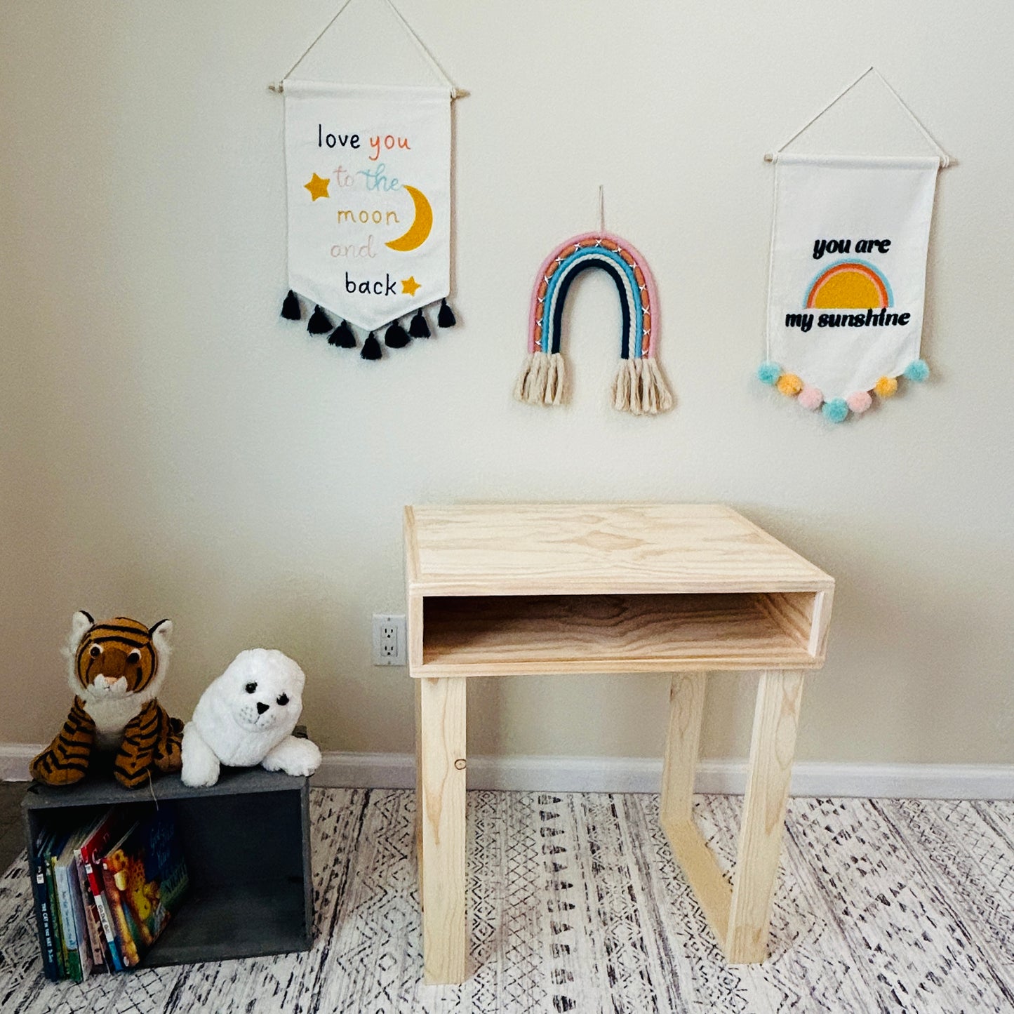 Modern Wooden Desk | Open Front Storage | Montessori