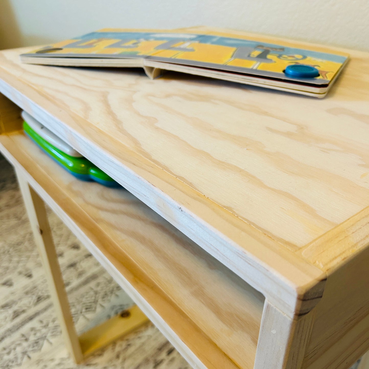 Modern Wooden Desk | Open Front Storage | Montessori