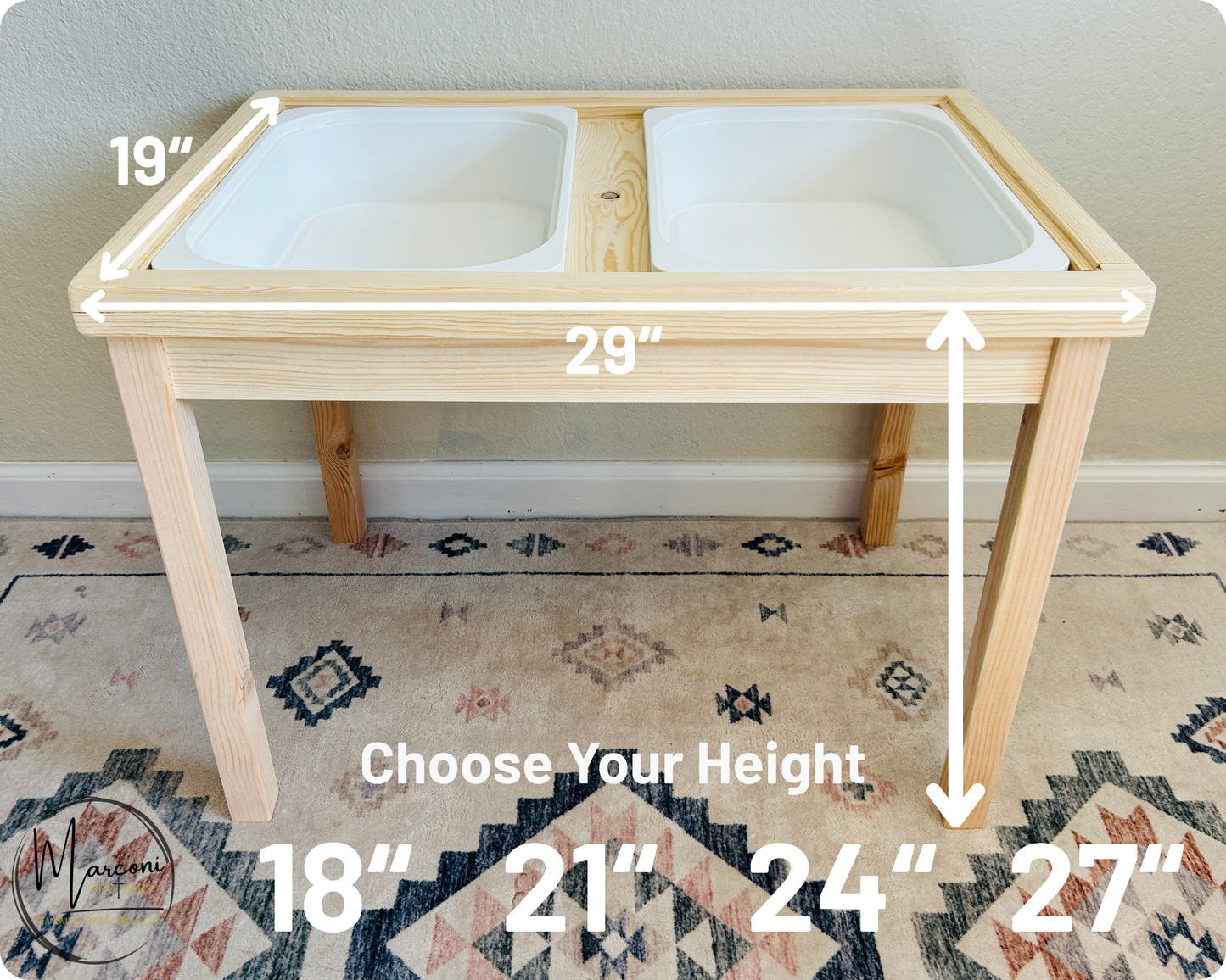 Sensory, Montessori, Activity Table Double - NOW with Ikea Trofast Bins