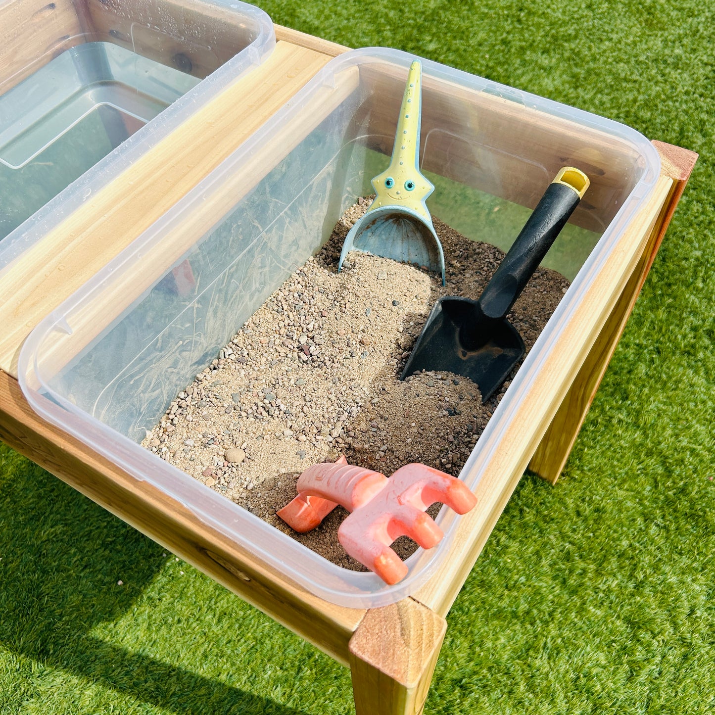 Outdoor Sand & Water Sensory Table Side by Side