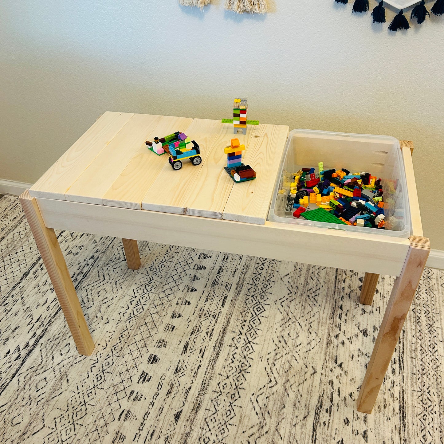 Sensory, Building Block, Activity, Montessori Table - Multi-configuration with 12qt Storage Bins