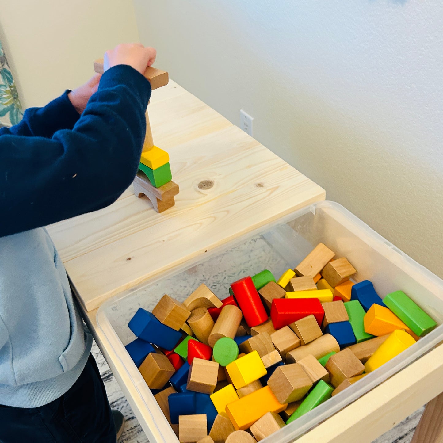 Sensory, Building Block, Activity, Montessori Table - Multi-configuration with 12qt Storage Bins