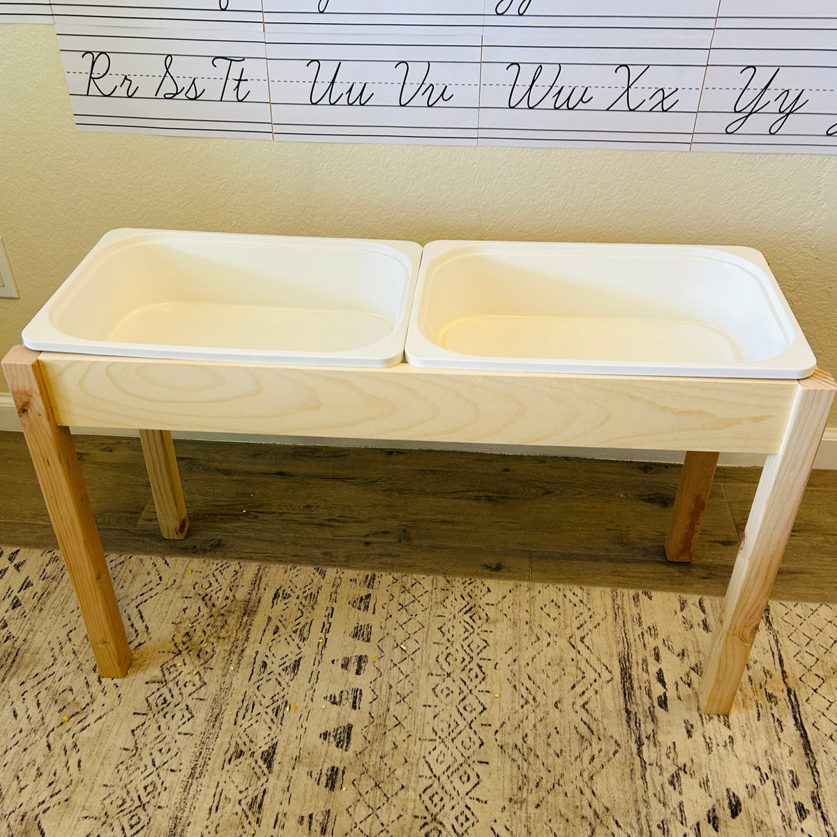 Wooden Sensory Table with Trofast Bin Storage, Kids Activity Table, Compact Sensory Play Table