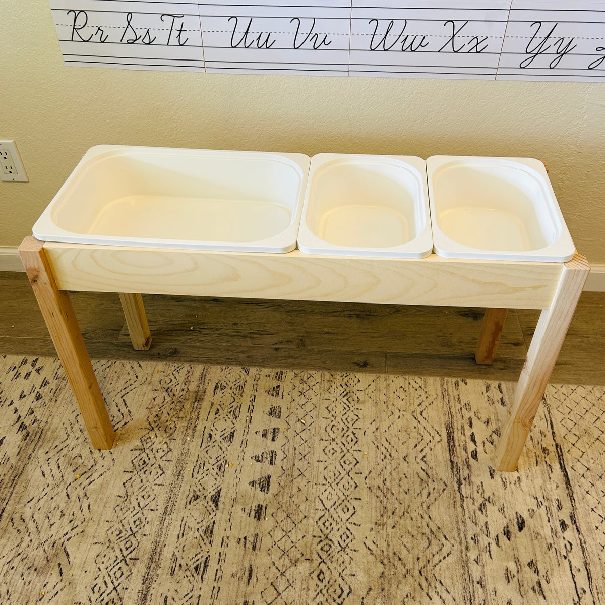 Wooden Sensory Table with Trofast Bin Storage, Kids Activity Table, Compact Sensory Play Table