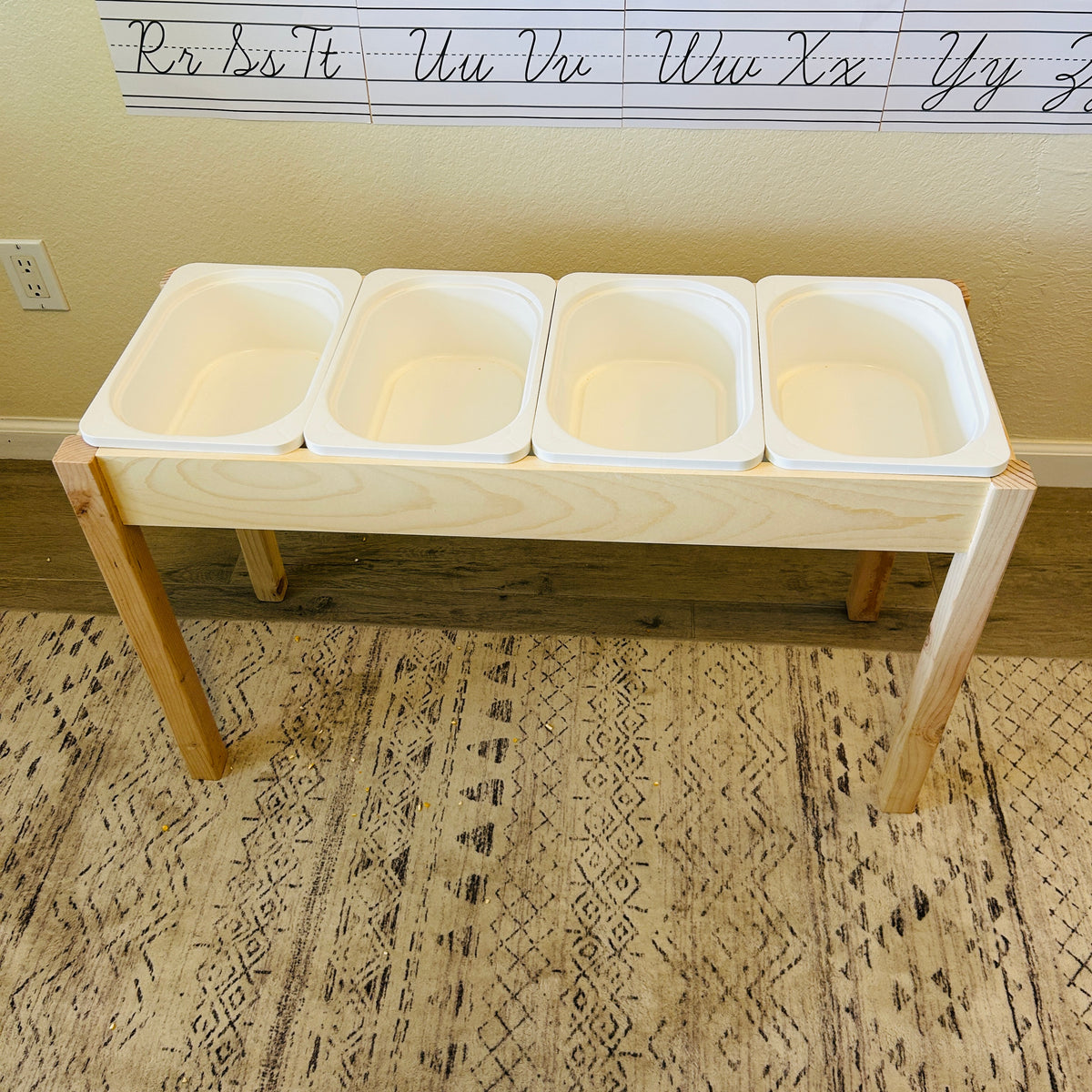 Wooden Sensory Table with Trofast Bin Storage, Kids Activity Table, Compact Sensory Play Table